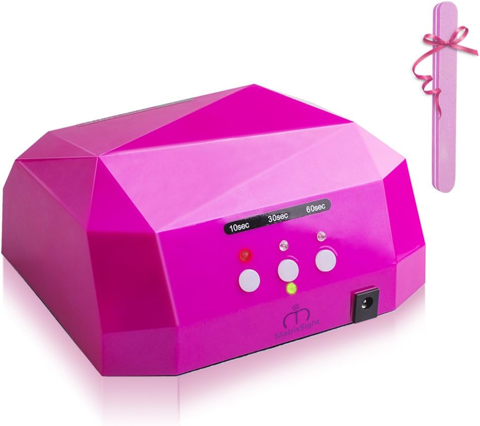 UV Nail Lamp, MatrixSight 36W LED Nail Dryer with 3 Timers (10s 30s 60s),for Gel Polish Including Shellac Removable Bottom + Manicure Nail File as Gift