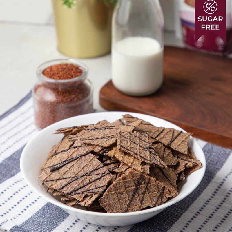 Image of NOVANOVA Waffle Chips Nachni & Sea Salt I Sugar-Free & Gluten Free I Healthy Sweet-Snack I 100% Eggless I 110 G, 140 Grams