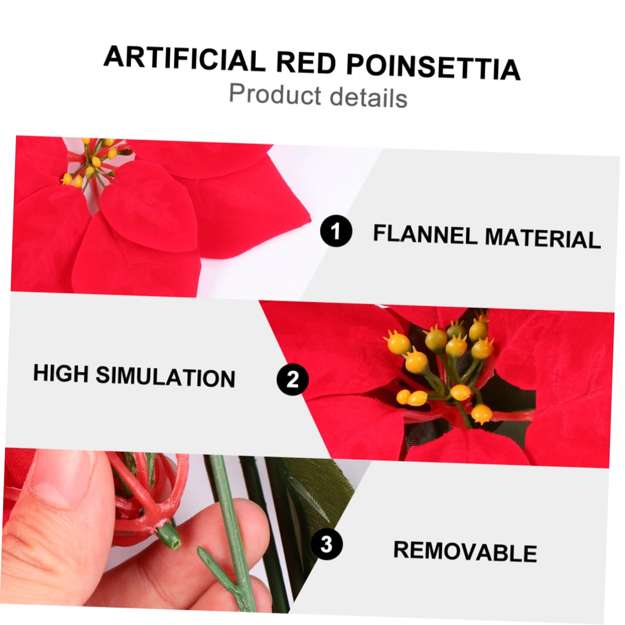 Alipis 2 Piezas 1 Flor de Navidad nochebuena de Navidad Flor de Pascua Artificial Poinsettia pascueros Artificiales Planta decoración hogar decoración de Flor de Pascua Artificial