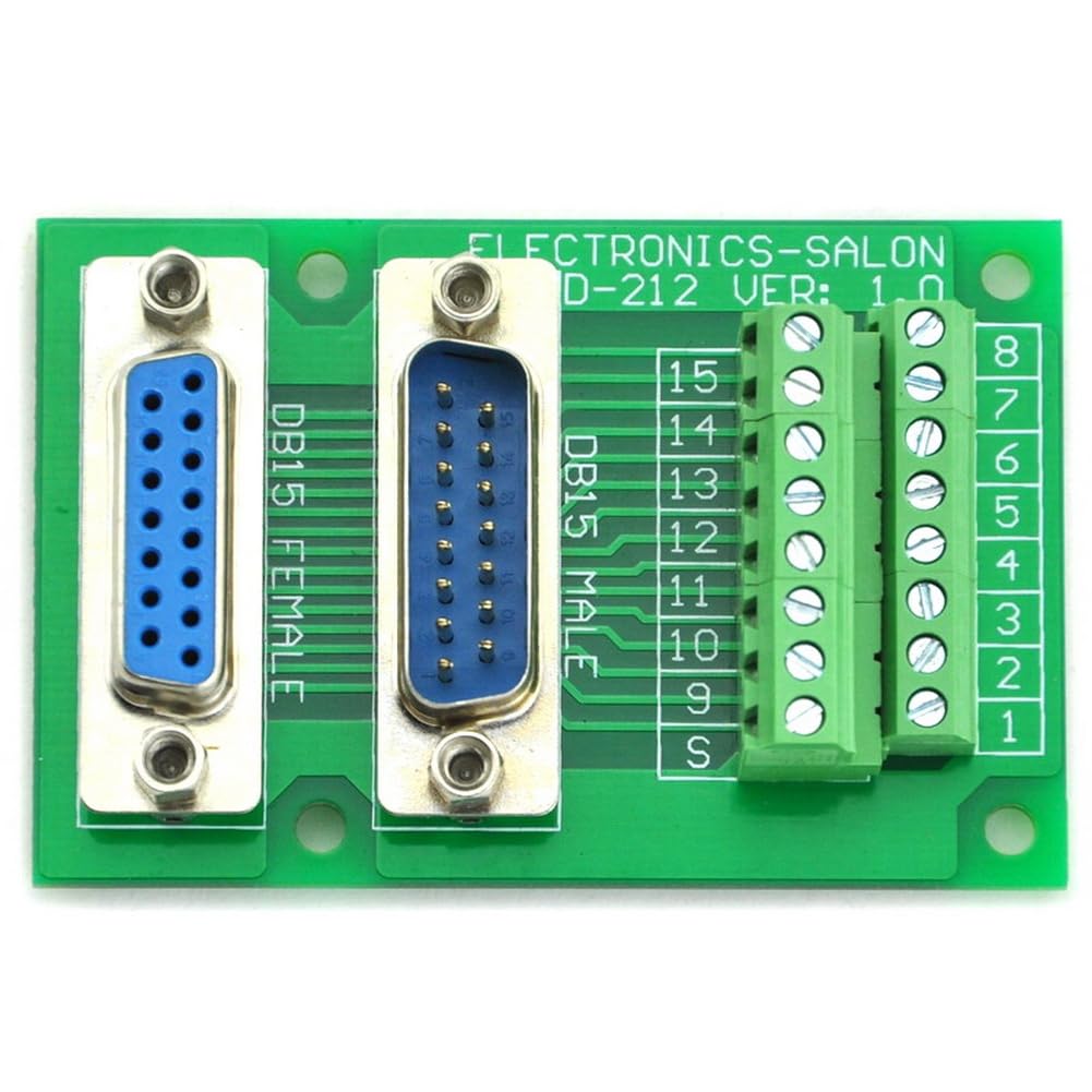 Placa de bornes D-SUB DB15 macho y hembra Electronics-Salon para carril 7