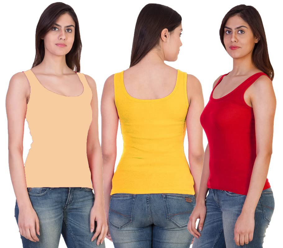 Image of Pack of 3 Premium Tank Top Vest Top Camisole Sando Spaghetti Inner Wear Camis for Women,Girls
