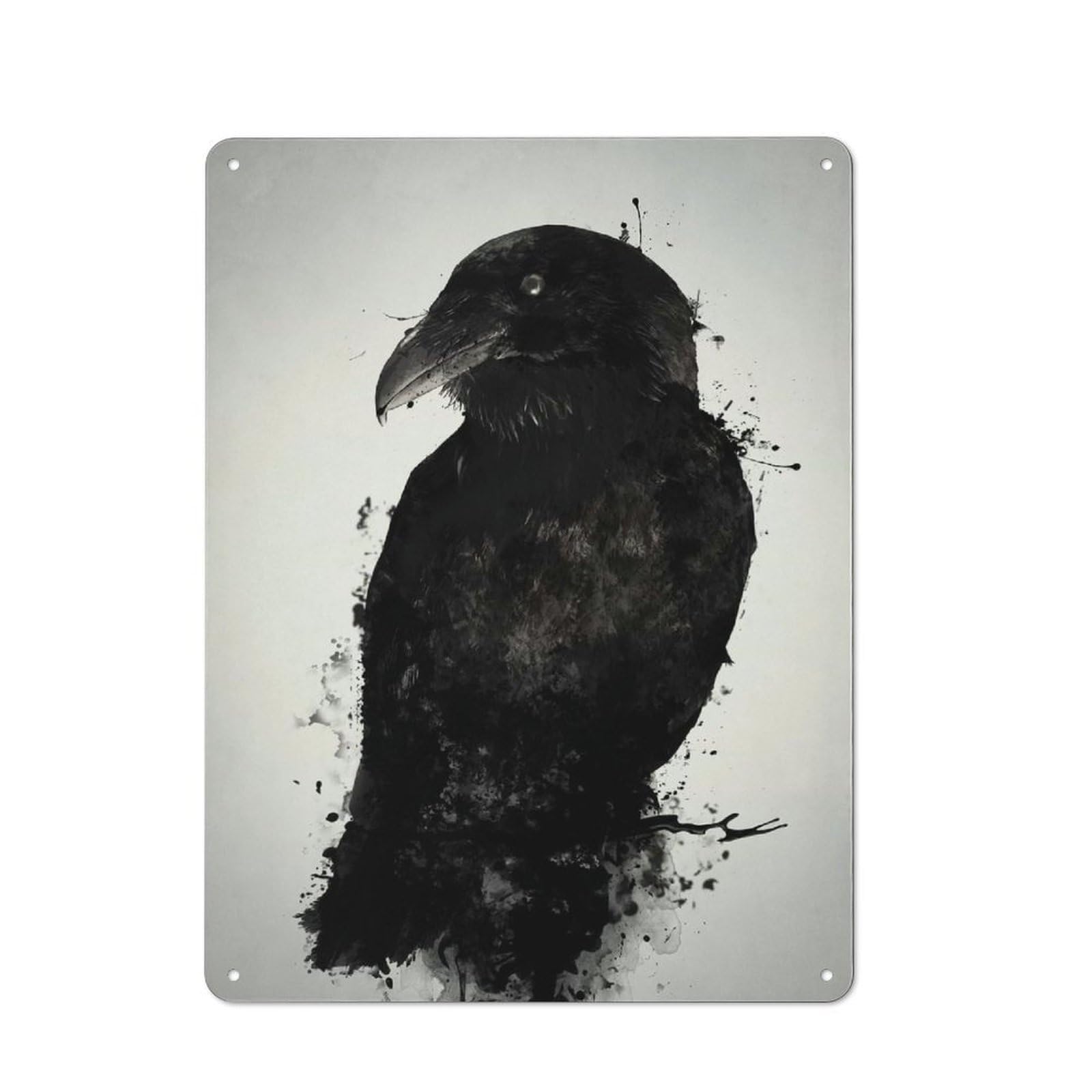 Junmoney The Raven Metal Wall Sign 40X30cm Featuring For Garage Or Workshop, For Vintage Wall Decor Fans, For Metal Sign Collectors