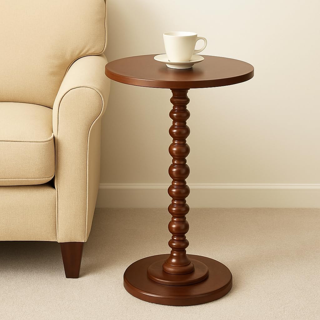 Wooden Round Bed Side Table End Table, Side Table, Night Stand Beah Table for Living Room Bedroom (Brown)-picture-16