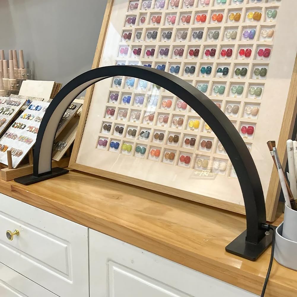Lámpara De Manicura En Forma De U con Anillo De Arco, Lámpara De Media Luna Led con Atenuación Continua, Lámpara De Pestañas Led De Media Luna De 35 W, Luz De Esteticista Regu, White