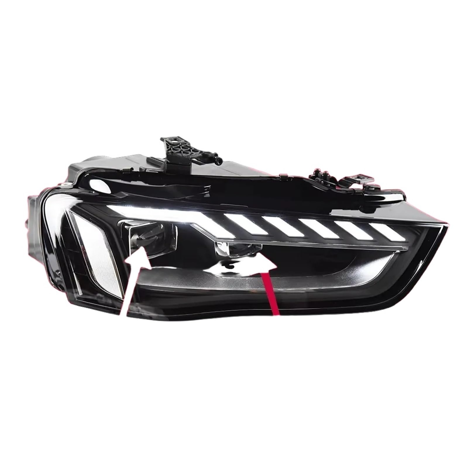 Fari Anteriori per Audi A4 B8 B8.5 con luci diurne a LED (DRL) 2013-2016, modificati, con Lente proiettore S4, Plug And Play (-/ Originali).