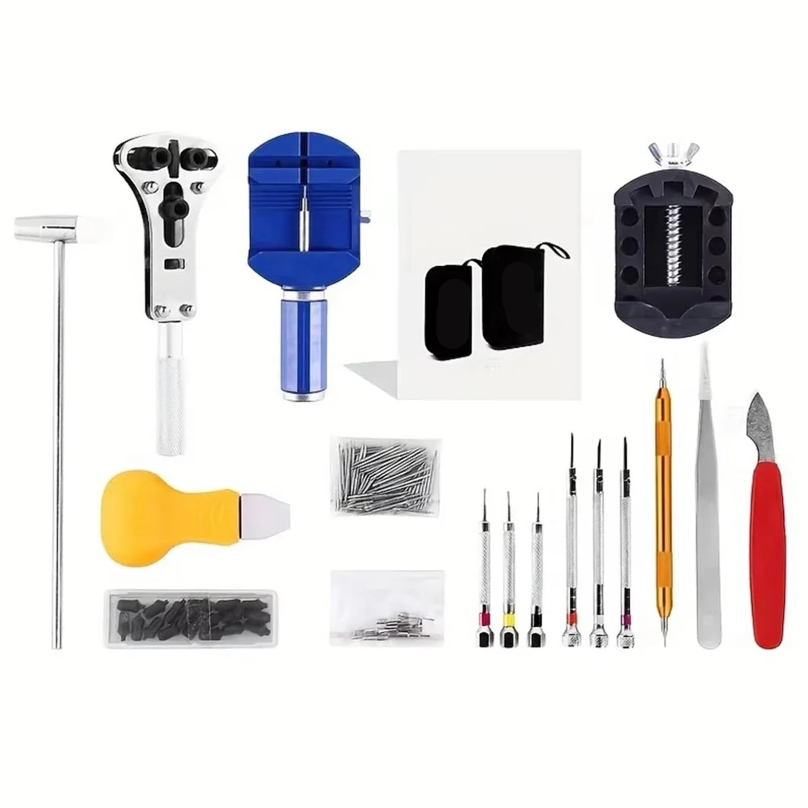 Kit De Reparación De Relojes Kit de herramientas de reparación de abridor de reloj, reparación de caja de reloj, abridor de correa, bolsa de almacenamiento, destornillador, Kit de herramientas de repa