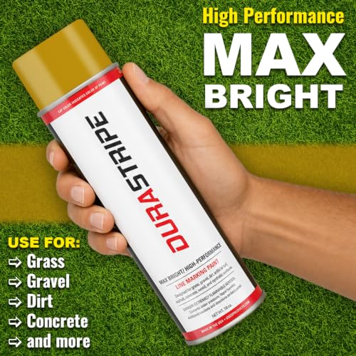Image of Athletic Field Marking Paint - 2 Cases of 12 T-Tip Spray Cans (24 Total), 18 oz Each - Bright, Durable Field Striping Paint (Old Gold)