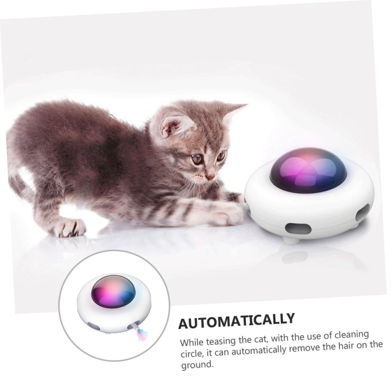 VANZACK 1 Jeu Jouet De Chat Drôle Jouet Interactif Chat Électrique Jouets Électriques pour Chiens Jouets De Dentition Chaton Soi Faire Tourner Automatique Abdos Chat Taquin Blanche