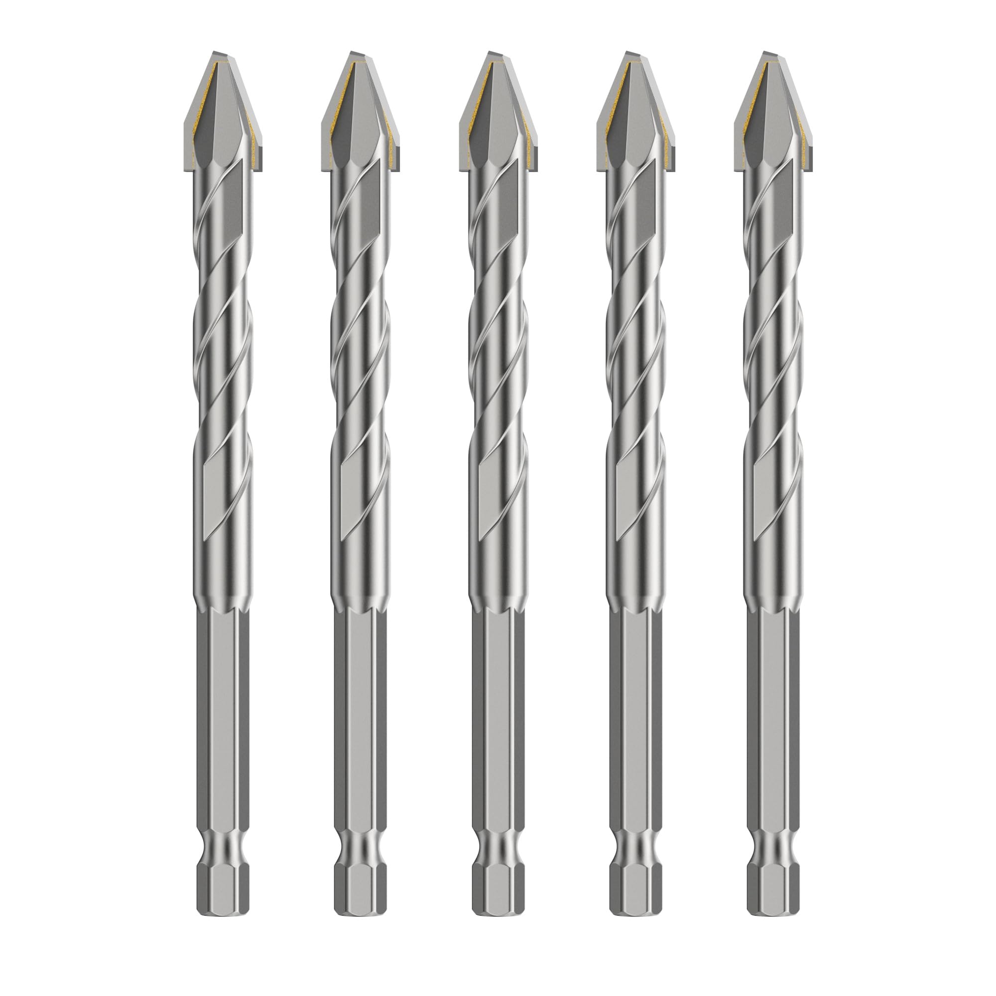 HUHAO High Strength Eccentric Drill Bit Set,5Pcs Carbide-Tipped Crooked Drill Bit,Eccentric Twist Drill Bit for Concrete/Ceramic/Tiles/Glass/Hard