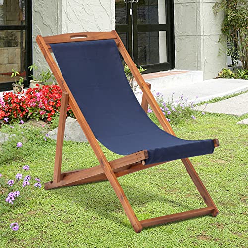 Dkelincs Removable Fabric Patio Chairs Adjustable Height Beach Sling Chairs Set Of 2 For Indoor Outdoor Beach Balcony Camping (Blue) #TOP4