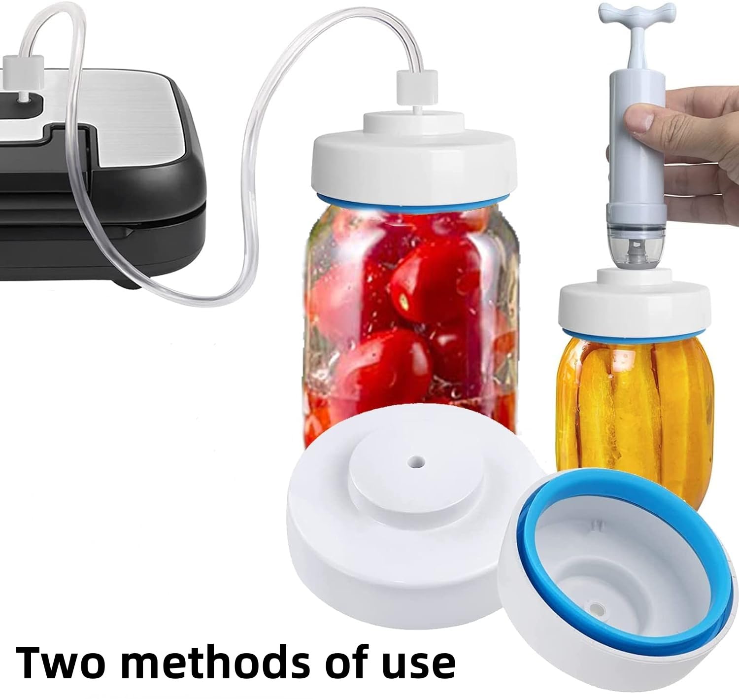 Food Saver Glasversiegeler, Vakuumversiegeler Lebensmittelaufbewahrungsversiegeler Vakuumversiegelungsset mit Schlauch für Food Saver Regular Wide Mouth