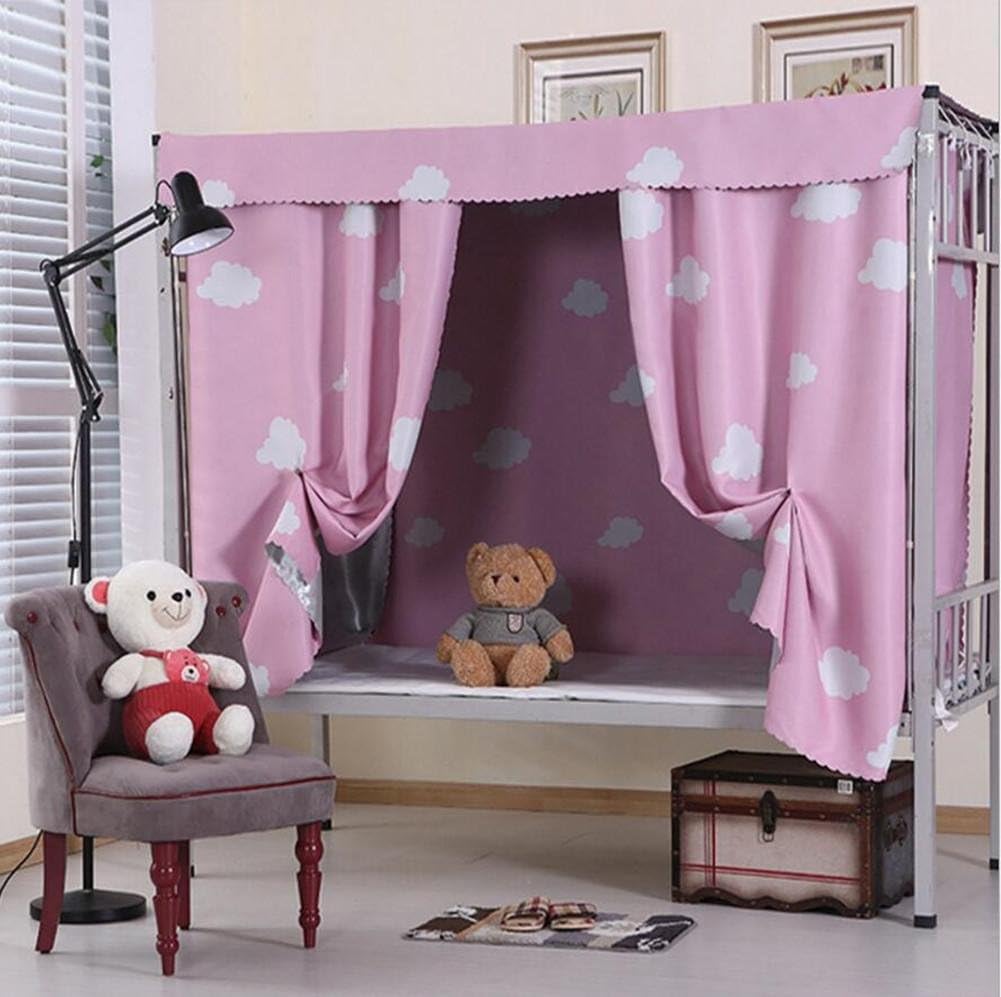 TINE HOME CURTAINS Bed Curtain Thicker physical Shading cloth Bed mantle student dorm room Bedroom Top shop lower berth, pink, 1.2MX2M