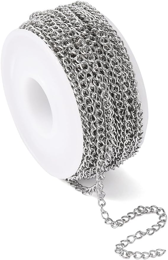 DanLingJewelry 32.8 Feet Stainless Steel Curb Chains Roll 10 M Silver Color Cable Twisted Link Chains for Bracelet Necklaces Jewelry Making Supplies - Image 5
