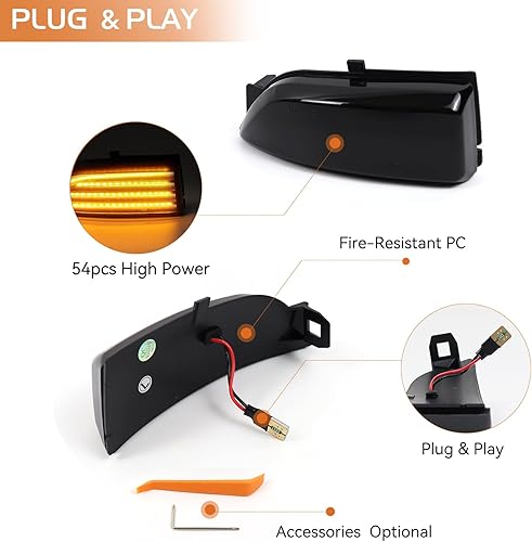 Miniatura 3 de Luces de señalización intermitentes LED ámbar secuenciales para Ford Ranger Lariat 2012-2019 T6 Raptor Wildtrak 2015-2019 Everest U375 UA 2015-2019,