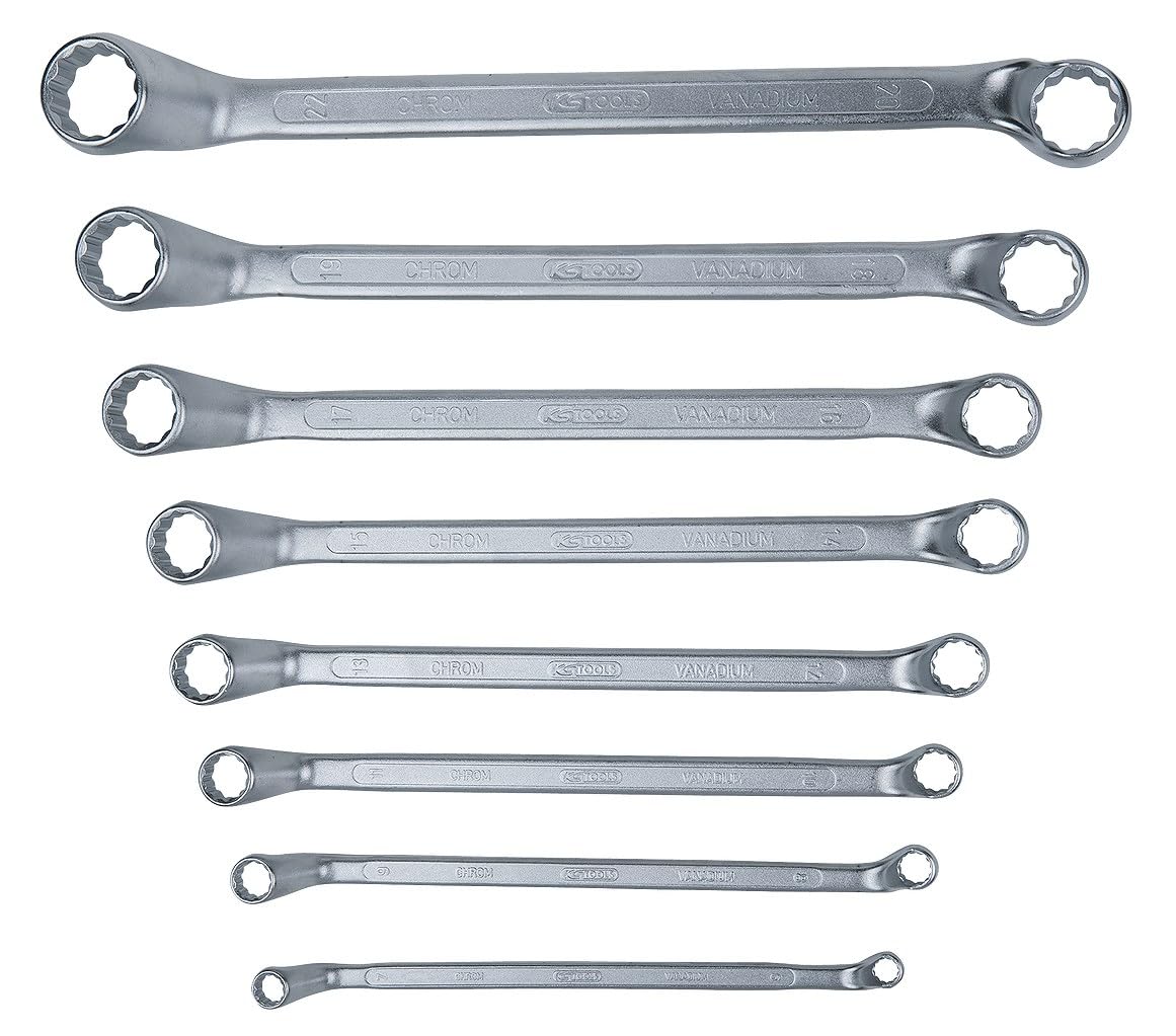 KS Tools 517.0248 Zest podwójnych kluczy oczkowych zagietych, 8-szt, 6x7-20x22mm
