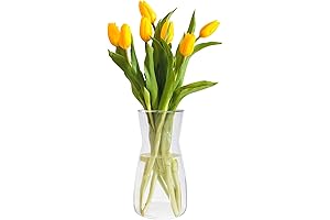 Der Rose Crystal Clear Glass Vase Flower Vase for Centerpieces, Bouquets, and Flowers (4.5×8 Inch)
