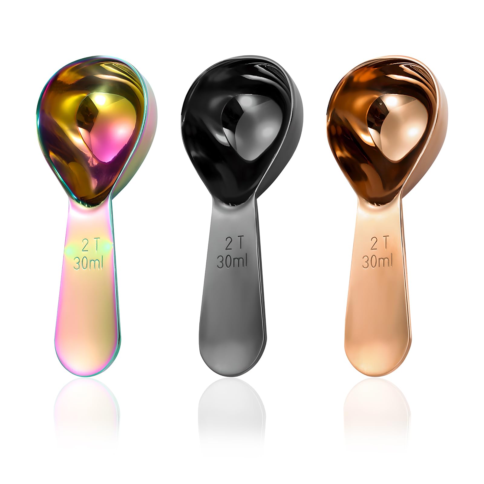 Cucharas de café de acero inoxidable de alta resistencia juego medidor con mango corto