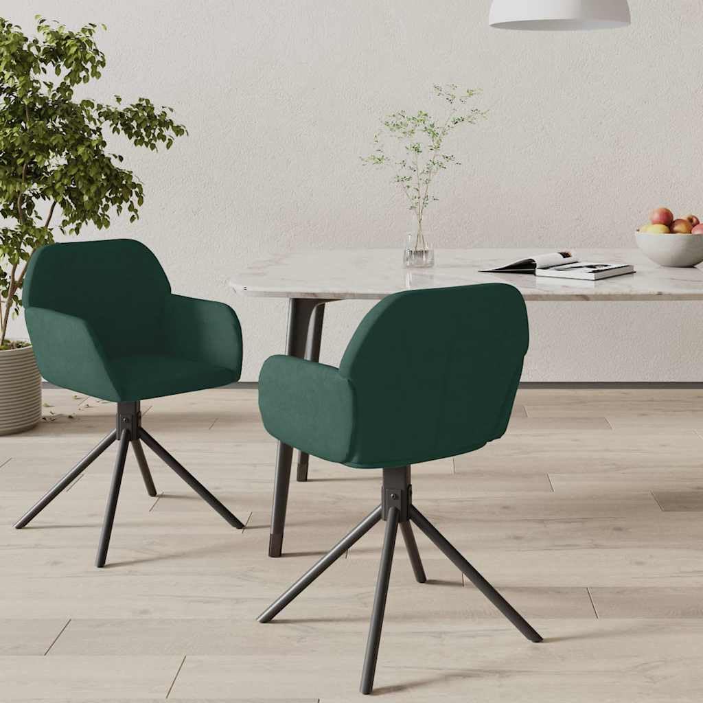 Generisch Set di 2 sedie girevoli per sala da pranzo, in velluto verde