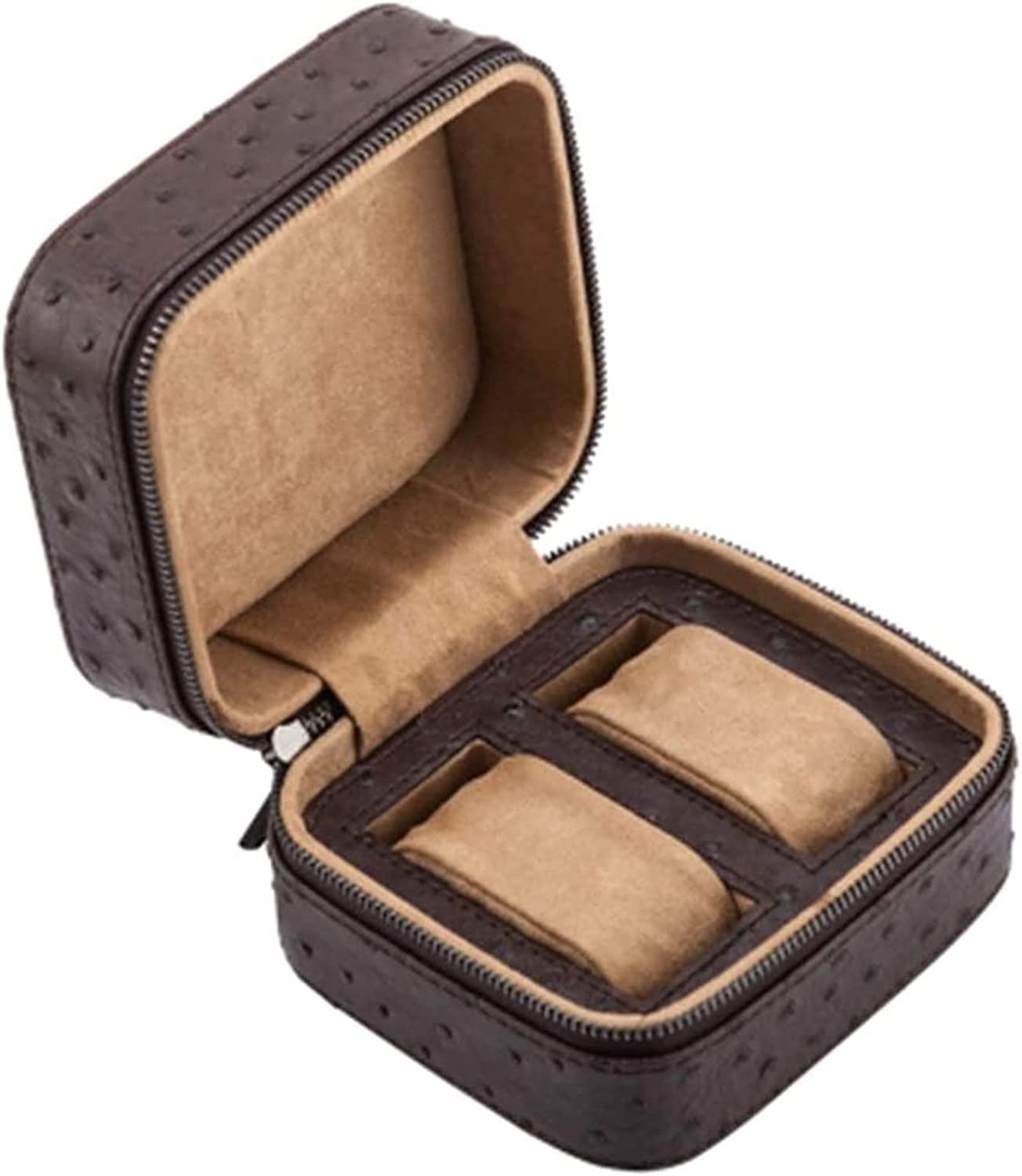 TIANQIHAO 2 Slots Pu Leather Watch Box Fashion Travel Watch Storage Box Watch Display Box Organizer,B