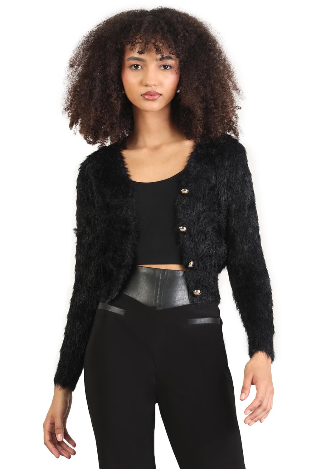 showoffff Women Solid Front-Open Shrug | V Neck Full Sleeves Fleece Shrugs for Womens | Regular Fit Crop Shrug for Women's-picture-30