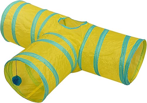 Miniatura 6 de Túnel de 3 vías para gatos plegable para mascotas, juguete de tubo con arrugas y bolas, juguete para gatos, perros pequeños, gatitos, conejos, CT097