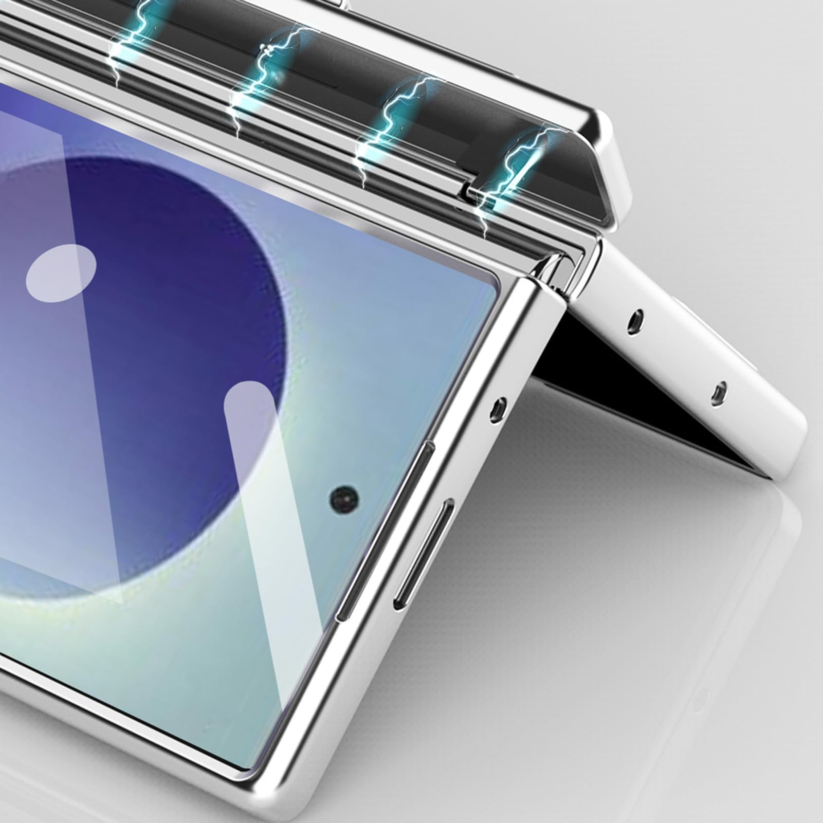 Etui platerowane kompatybilne z Samsung Galaxy Z Fold 8 Ultra, fajny uchwyt na długopis zawias różowy