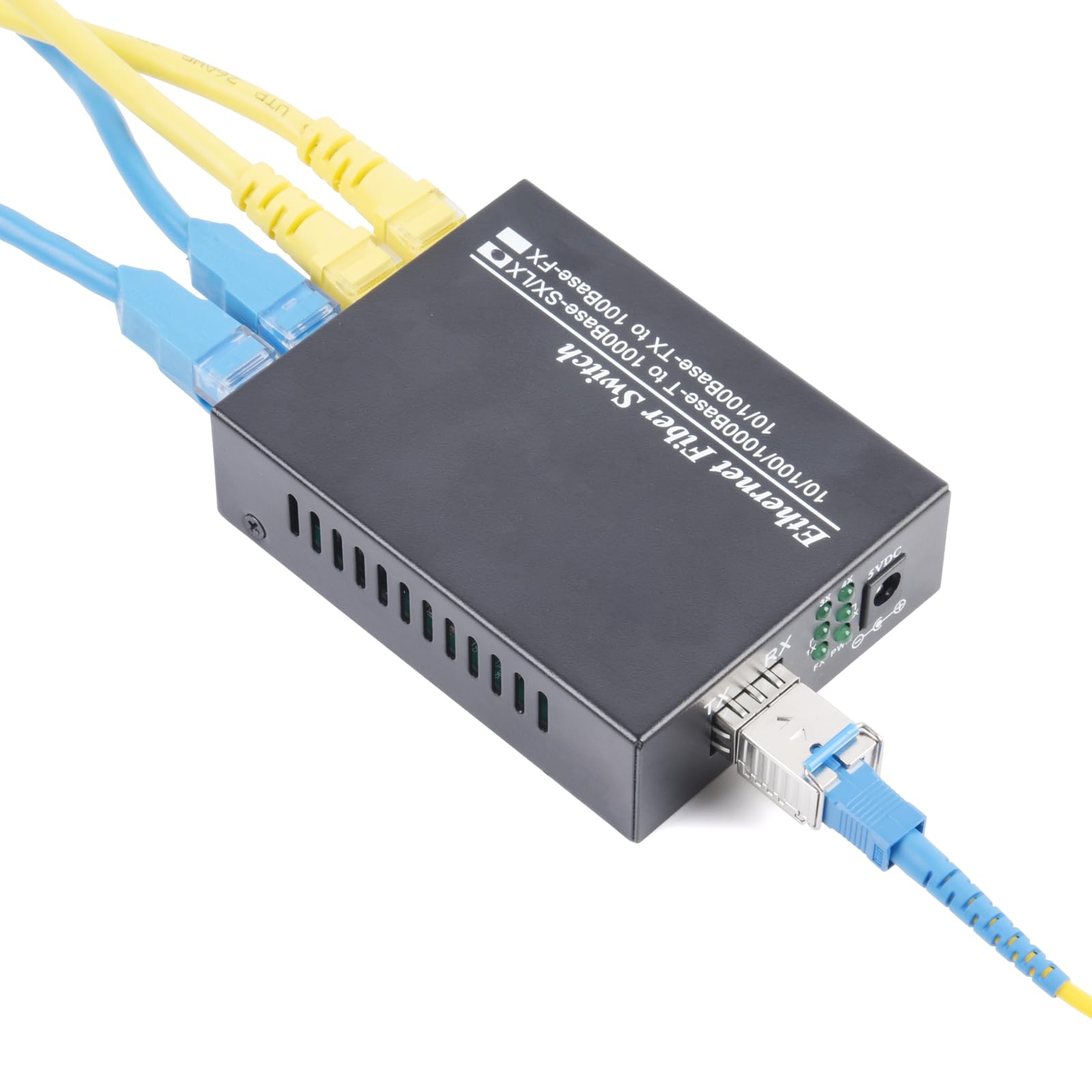 2 Stück Gigabit Ethernet LWL Medienkonverter Glasfaser 10/100/1000 Mbps inklusive SFP und RJ45 Single-Mode Dual SC Faser, 1310nm / 1550nm,3KM