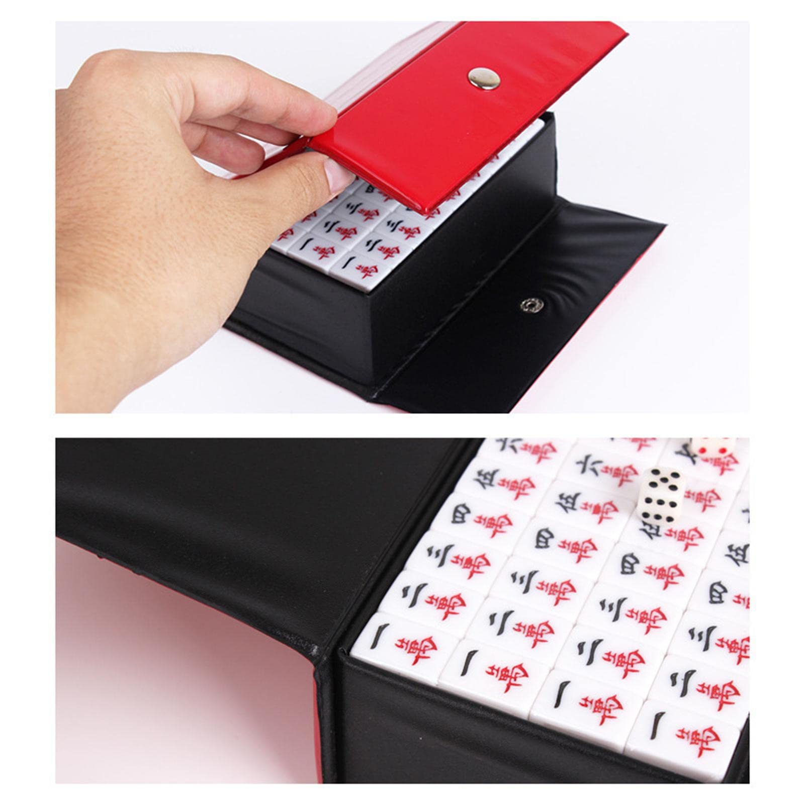 Jeu Mahjong Chinois, Jeux Mah-Jong Traditionnels avec 144 tuiles, 2 dés et étui Transport, pour Jeux Style Chinois, Loisirs en