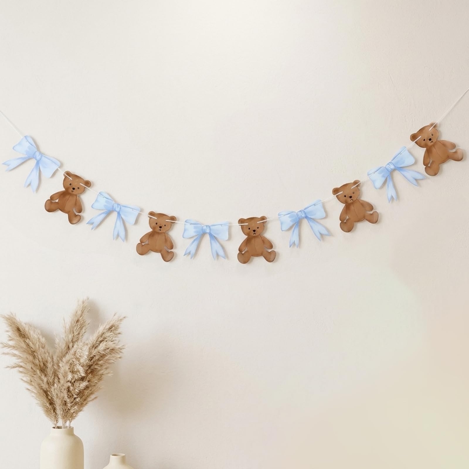 Brown Bear & Blue Bow Paper Banner for Party