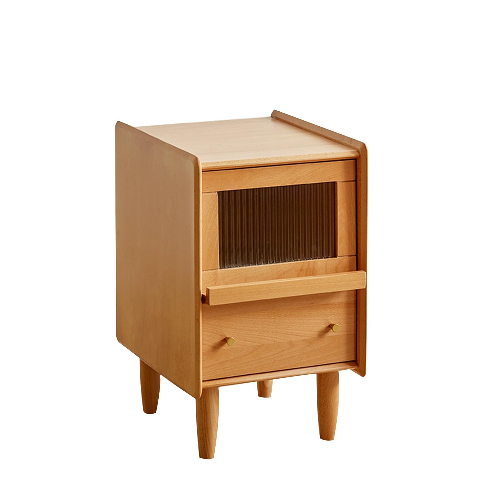 Table de chevet en bois massif noyer avec tiroirs petite table d'appoint étroite