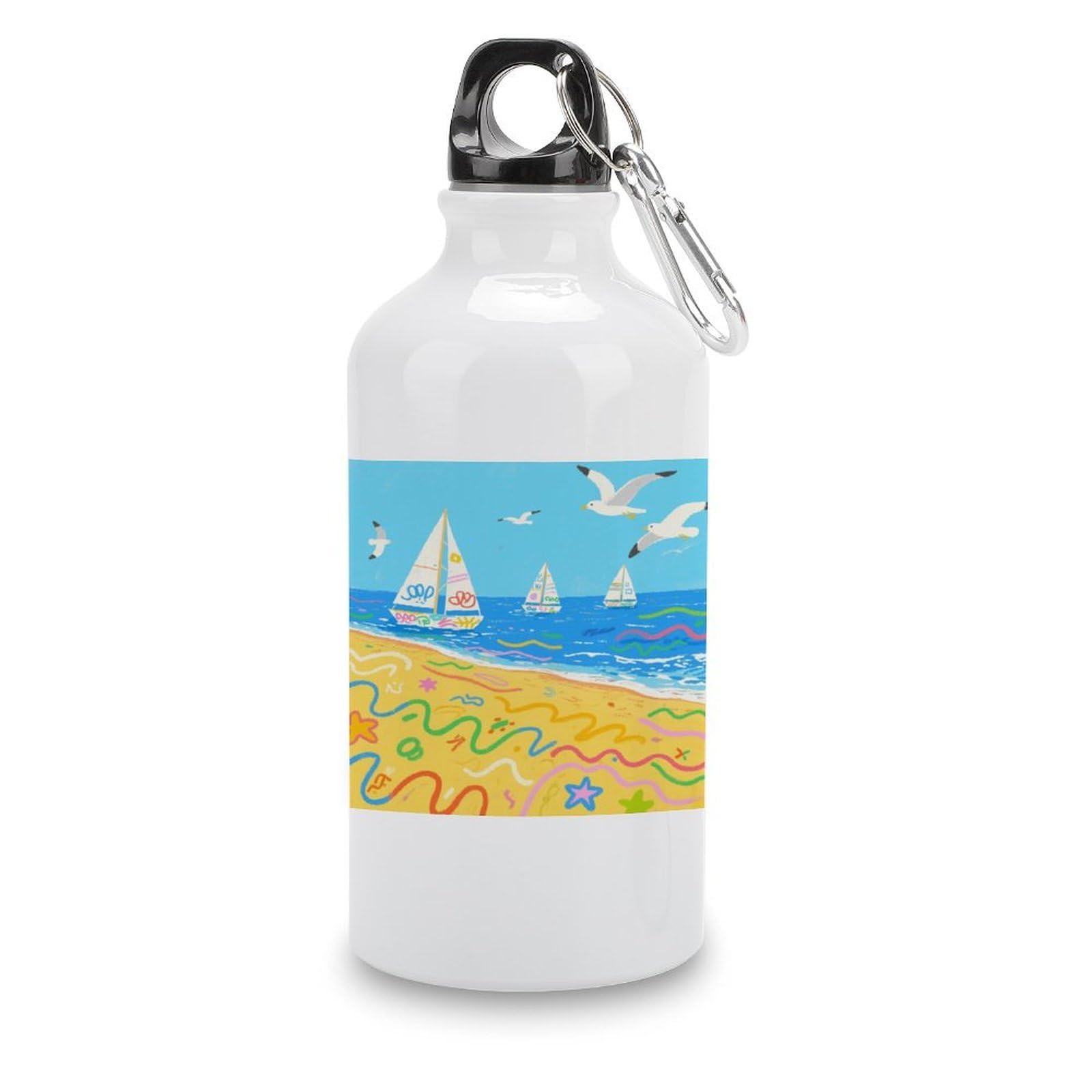 Fekiloot Style Graffiti Beach Aluminum Water Bottle Travel Tumbler Reusable Lightweight Outdoor Sports Water Bottles For Gym Sports Camping Hiking Fishing400ml