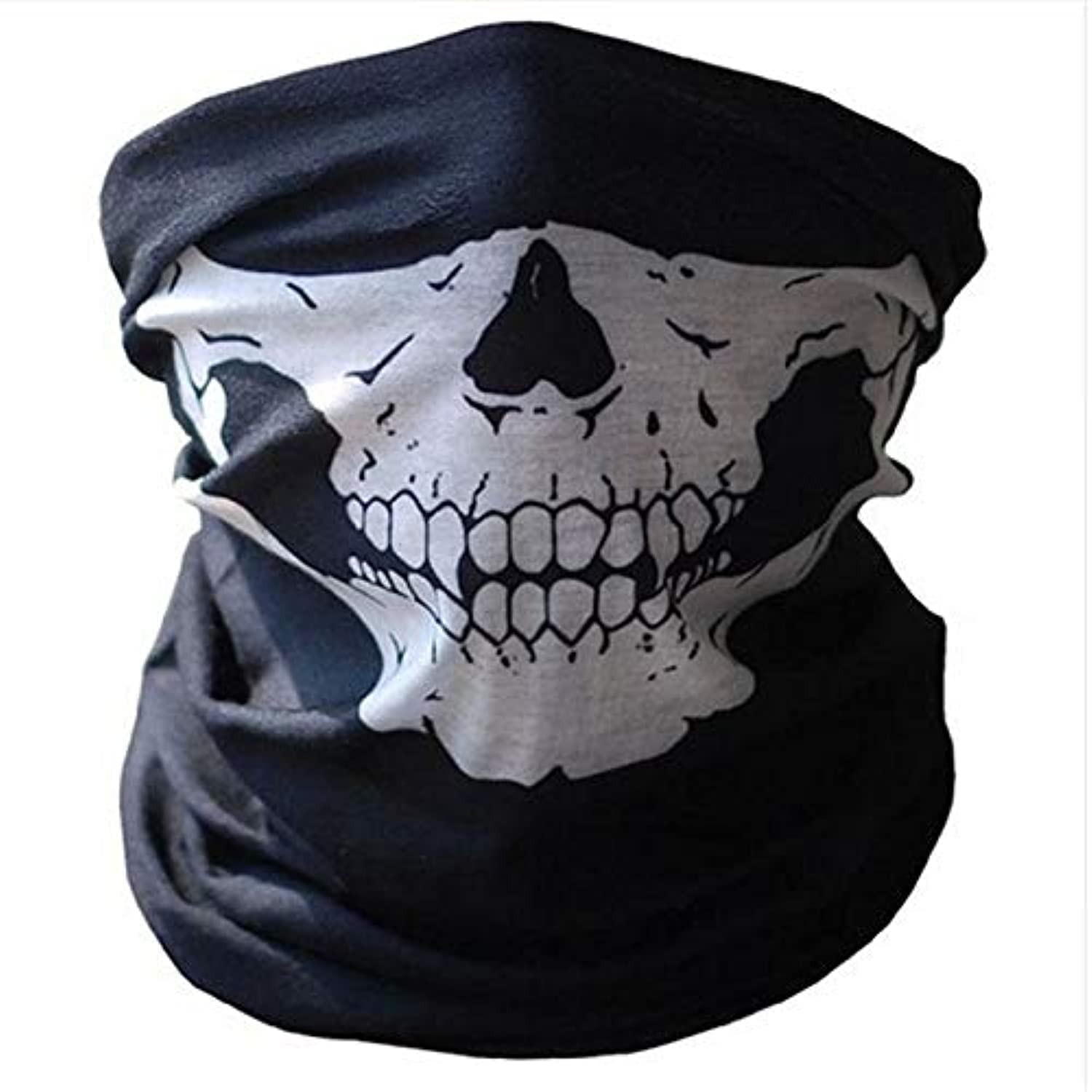 Scarf Skull Half Face Skeleton Motorcycle Scary Horror Party Halloween Mask Gift Skull print Multi-Purpose Scarf/Bandana/Mask For Men and Women