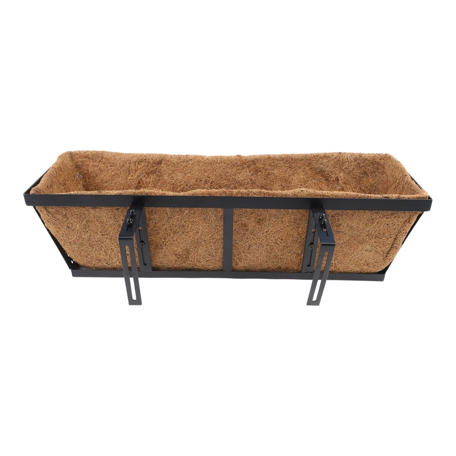 Fioriera in metallo da 61 cm con staffe regolabili, cesto per fiori in ferro resistente alla ruggine con rivestimento in cocco per ringhiera per esterni, patio, giardino