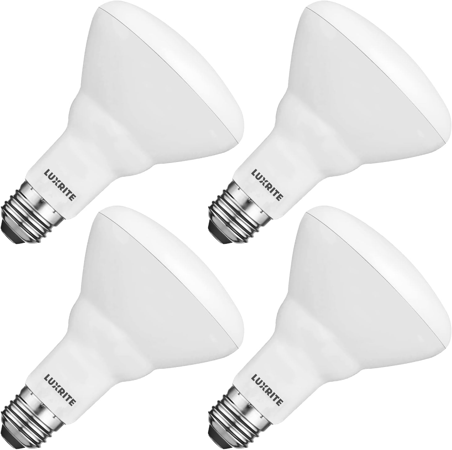 Luxrite BR30 LED Light Bulb, 9W (65W Equivalent), 5000K Bright White, 650 Lumens, Dimmable, Damp Rated, LED Flood Light Bulb, UL Listed, E26 Medium Base, 4-Pack