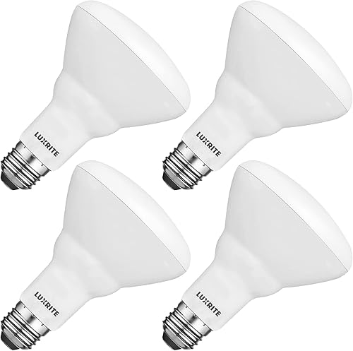 LUXRITE Paquete de 4 bombillas LED BR30, equivalente a 65 W, luz diurna de 6500 K, regulable, 650 lúmenes, bombillas LED de inundación, 8.5 W,