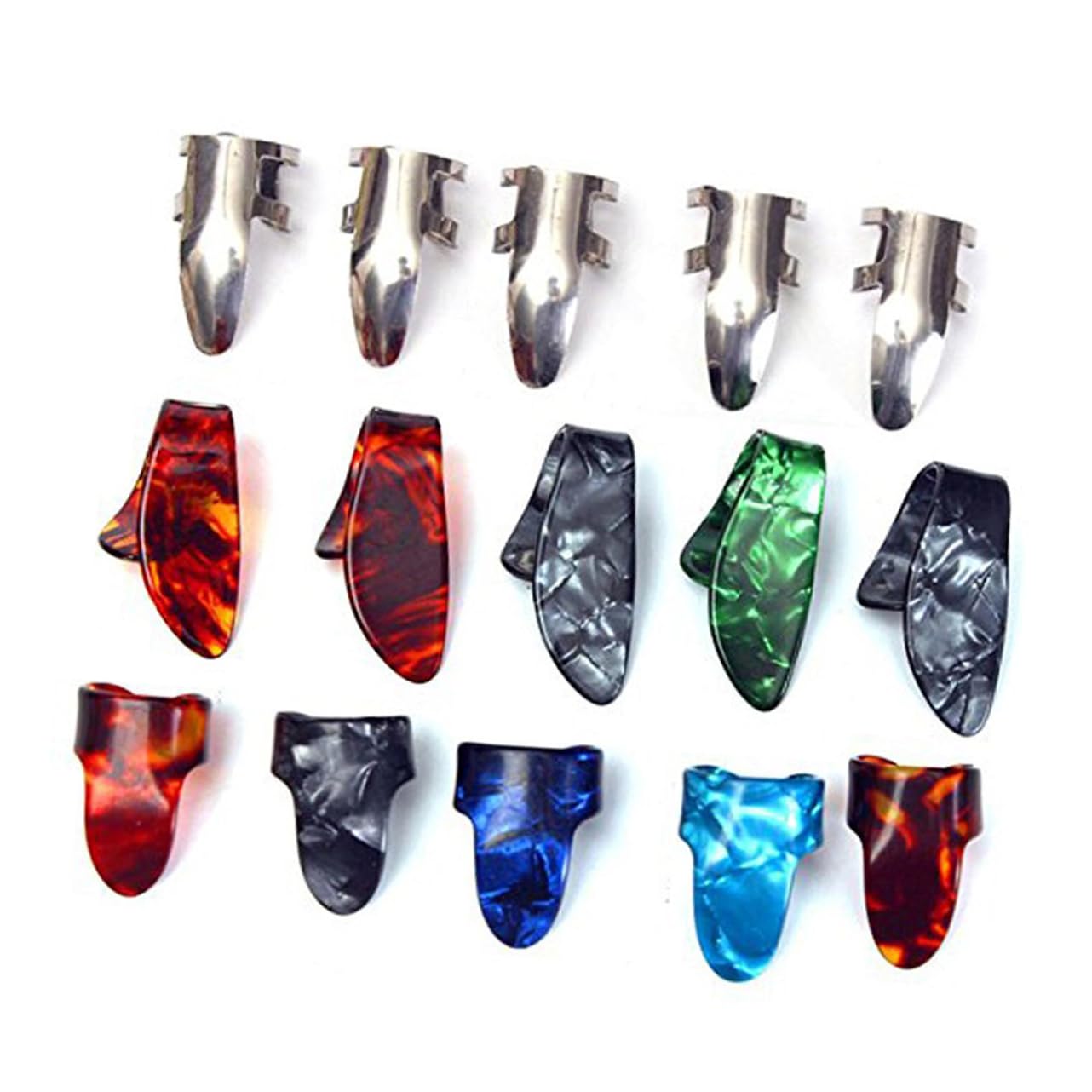 HEMOTON 3 Set Di Plettri Per Chitarra in Acciaio Inossidabile Per Pollice E Dita Custodia Compatta Per Chitarra E Basso 15 Pezzi*3