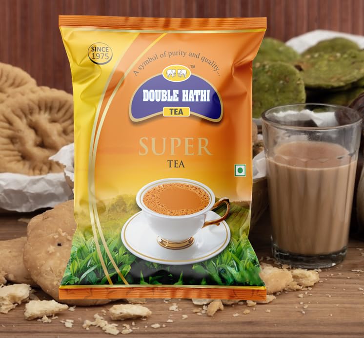 Double Hathi Super Tea Powder 200Gm - Quality Authentic Chai from India - Rich Aroma and Flavor - Perfect for Traditional Tea Lovers, Blends Ideal for Morning and Evening Refreshment