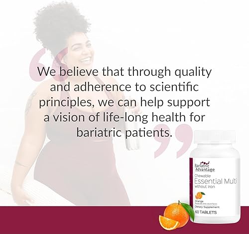 Miniatura 7 de Bariatric Advantage Essential Multi sin hierro, multivitamínico masticable para pacientes de cirugía bariátrica, incluye vitamina B12, C, D y