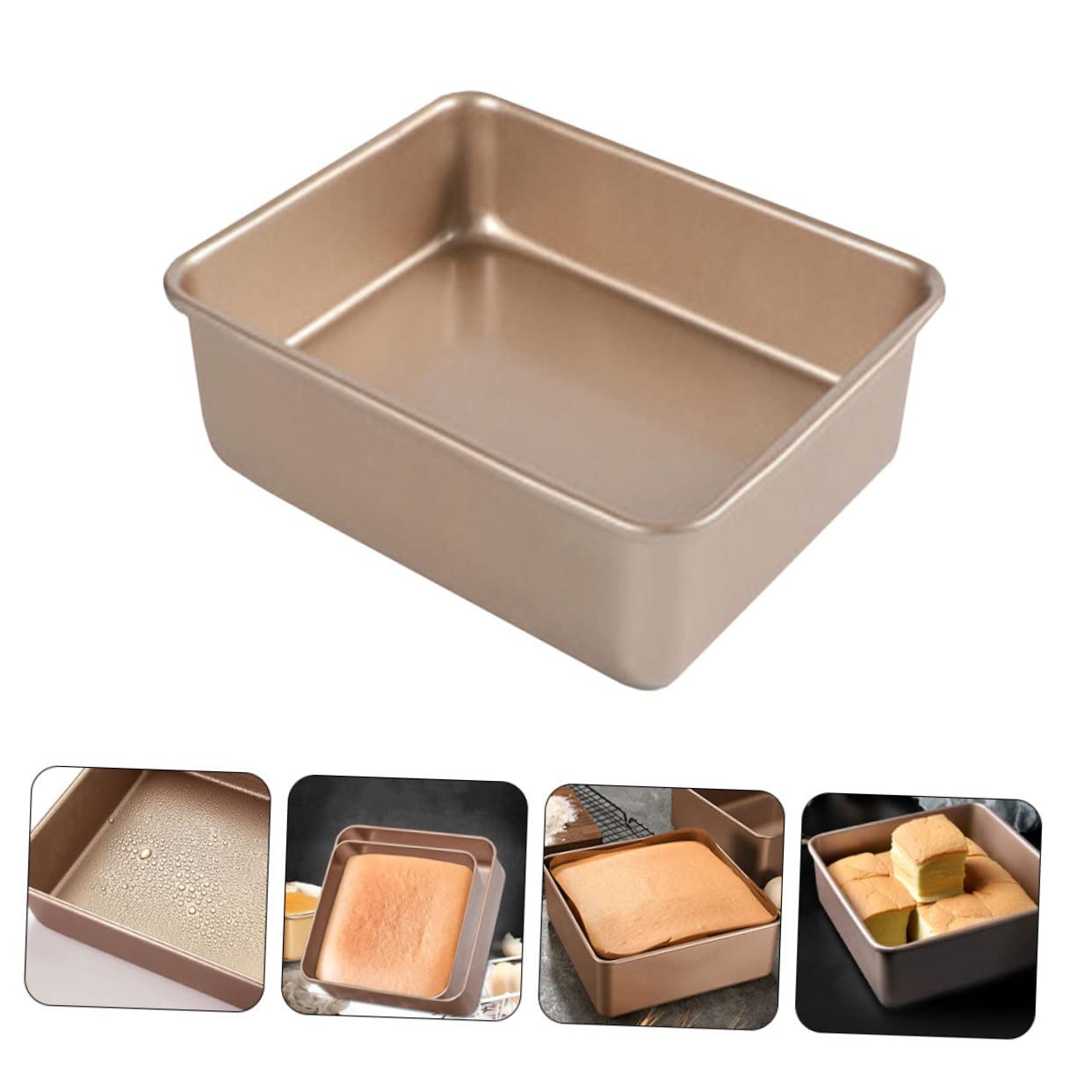 OUNONA Quadratische Backform aus Edelstahl Hitzebeständige Kuchenform mit Antihaftbeschichtung Multifunktional zum Backen Einfache Reinigung Goldfarben