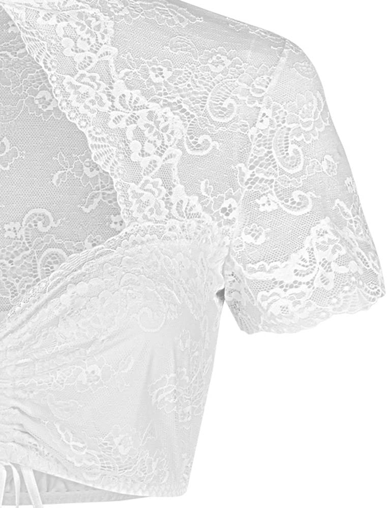 Nina von C. Spitzen Dirndlbluse Selina Stehkragen 16462892 | Weiß