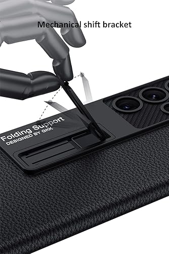 Miniatura 6 de Funda para Galaxy S22 Ultra, funda de piel con textura de Litchi con soporte magnético ultradelgado, soporte de carga inalámbrica, funda para