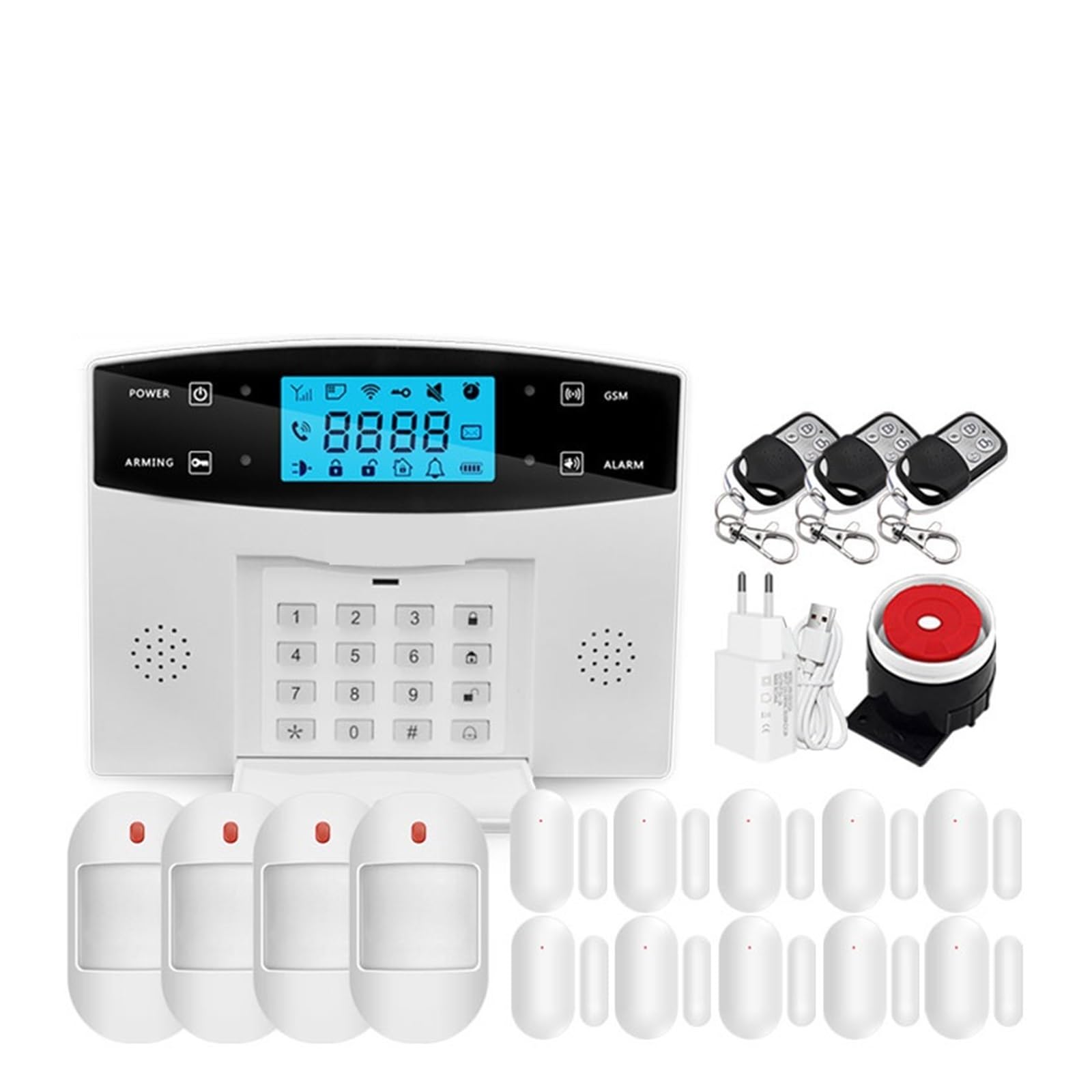 System alarmowy do domu, System alarmowy do domu, Wi-Fi Home Security System alarmowy Ekran LCD Host Bezprzewodowy detektor 433 MHz Kontrola aplikacji do bezpieczeństwa domu i bezpieczeństwa dzieci(Op
