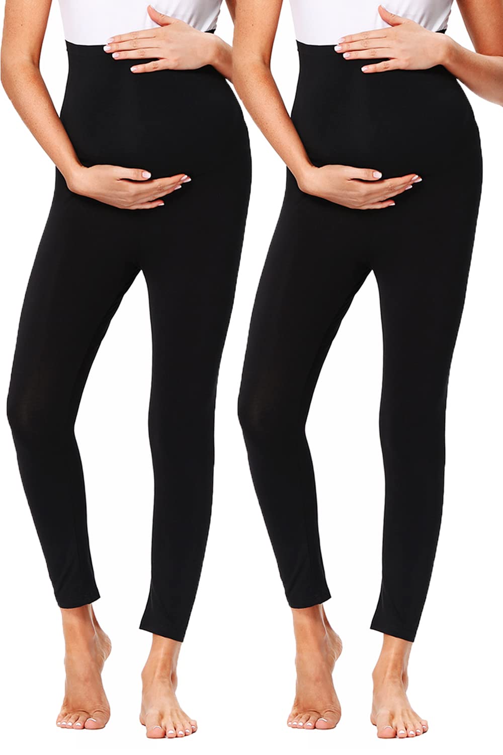 Hocaies Leggins Premamá Leggings Premamá Algodón Leggins Embarazada Mujer Deporte Embarazo Pantalones Cintura Alta Pantalones Elásticos y Cómodos 7/8 de Longitud