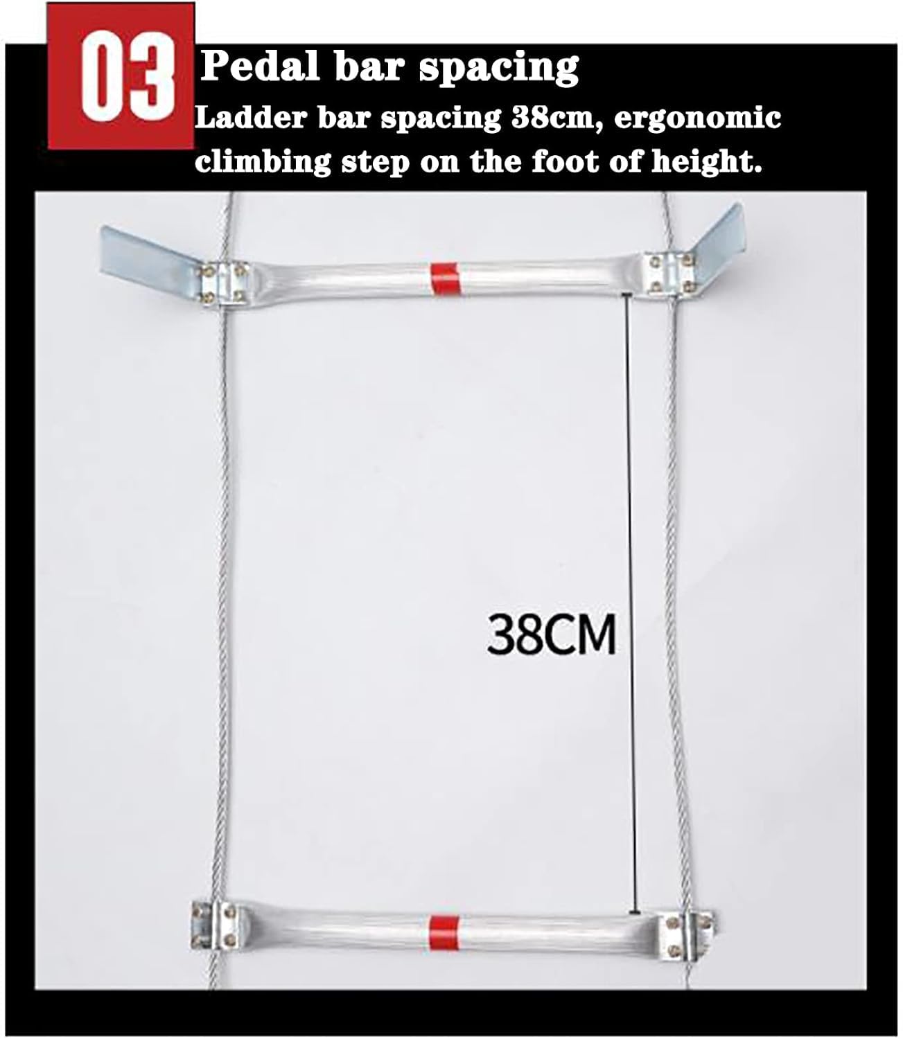 Drabina linowa, drabina ratunkowa, stop aluminium, drabina przeciwpożarowa, drabina bezpieczeństwa, trudnopalna, ognioodporna drabina ratunkowa, nośność do 420 kg (15 m)