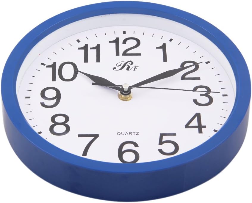 RUIFA Indoor Quiet 8-Inch Precedent Decorative Wall Clock with Arabic Numerals (Blue)