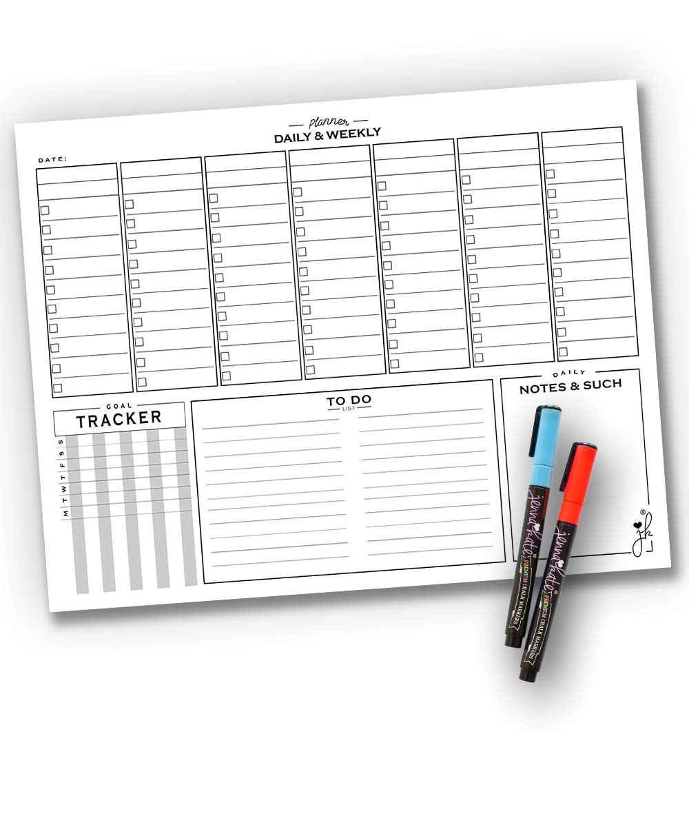 Amazon.com: Jennakate -Time Block Schedule Planner, Daily Weekly  Productivity Calendar - Diet Exercise Home School Work from Home or Wedding  Organizer -Mid Mod Style (18”x14" Time Block - WITH Marker) : Office  Products