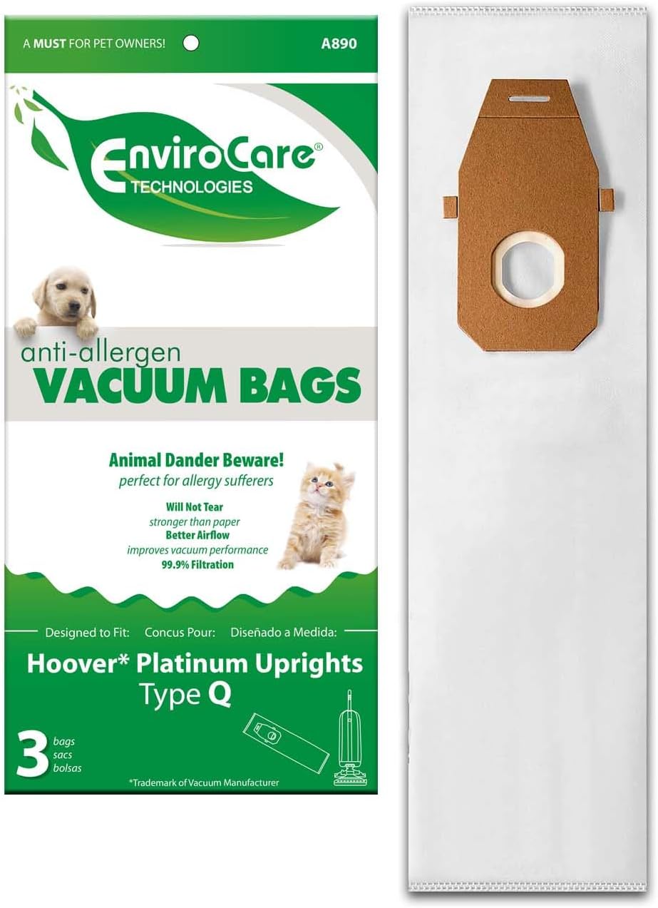 EnviroCare Replacement Allergen Filtration Vacuum Cleaner Dust Bags Made to fit Hoover Style Q Uprights 3 Bags : Home & Kitchen