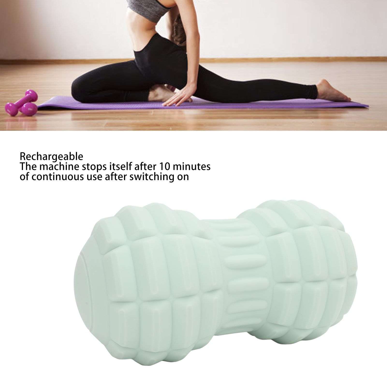 XUMIUZIY Vibrating Peanut Massage Ball, Electric Double Lacrosse Massage Ball, 4 Vibrating Speeds Deep Tissue TPE Trigger Point Massager Roller for Back Neck Foot Muscle (Green)