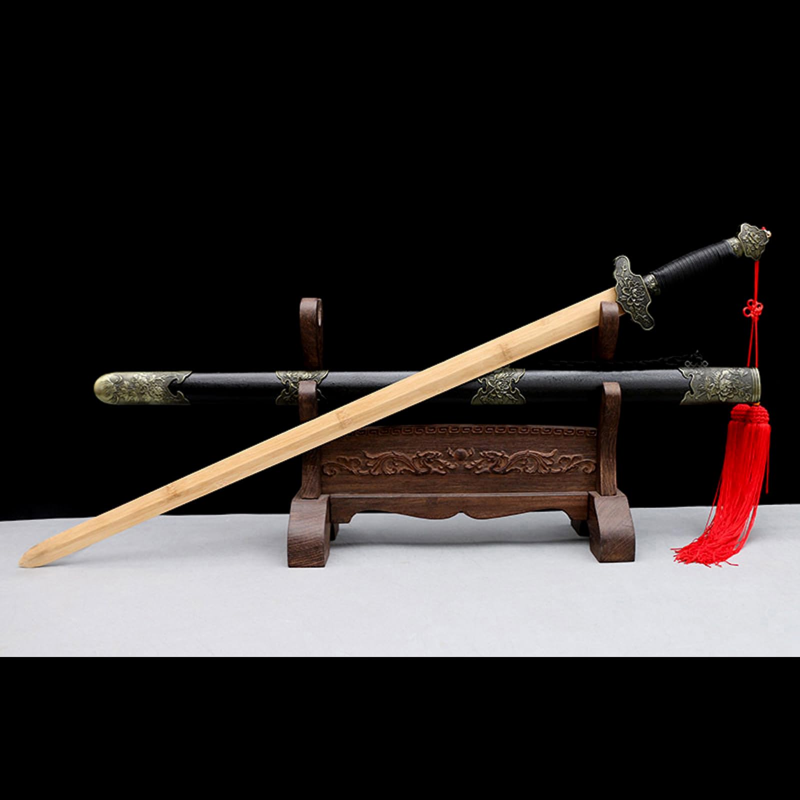 Épée en bois de Tai Chi chinois faite à la main,lame en bambou naturel,épées droites en bois avec gaine,épée en bois de 102 cm pour les arts martiaux,le cosplay,les cadeaux,la collection,décoration