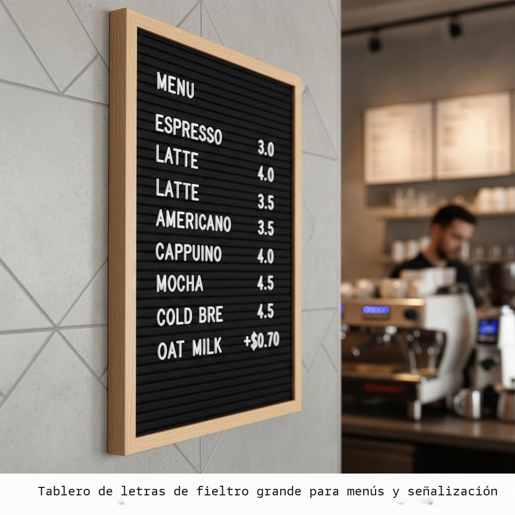 Tablero de letras grande, menú premium con letras, tablero de fieltro negro, plástico blanco, duradero, retro, vintage, para restaurantes, cafeterías, pubs, 24 x 30 pulgadas (CL-F-4)